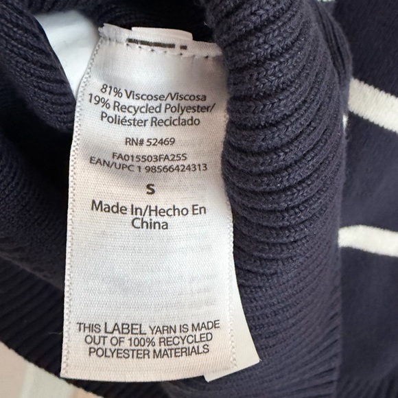 Navy and White Striped V-Neck Sweater by Free Assembly - Picture 8 of 10